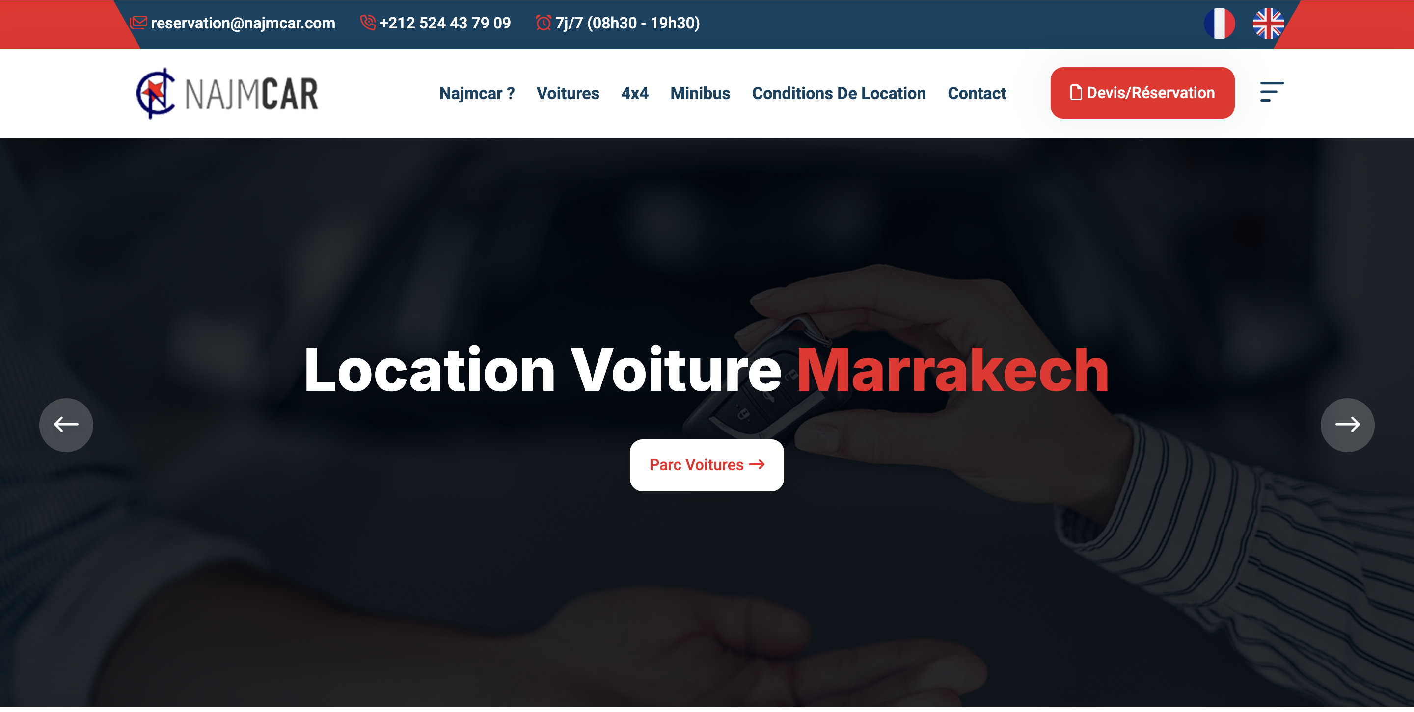 Najmcar car rental website